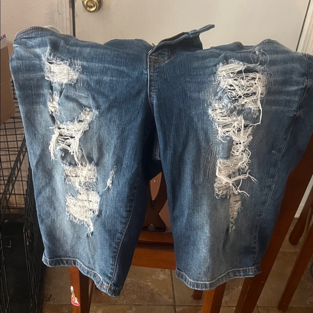 Torrid Women's Ripped Dark Blue Boyfriend Jeans - Picture 2 of 3